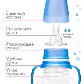 Бутылочка для кормления «Русалка», классическое горло, 250 мл., от 0 мес., цилиндр