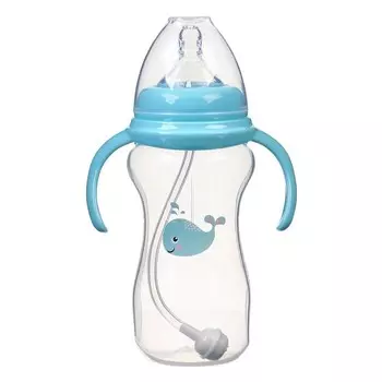Бутылочка для кормления M&B, широкое горло 50 мм, от 6 мес., 300 мл., голубой