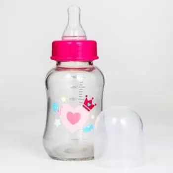 Бутылочка для кормления M&B «Зайка Полли», классическое горло, средний поток, от 3 мес., 150 мл., стеклянная