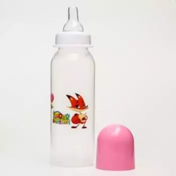 Бутылочка для кормления Крошка Я «Весёлые животные», классическое горло, от 3 мес., 250 мл., цвет МИКС