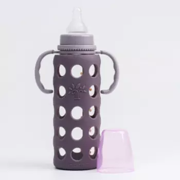 Бутылочка в силиконовом чехле, стекло, классическое горло, +6мес., 240 мл., МИКС, для, девочка