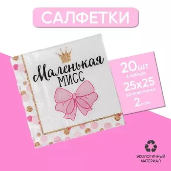 Салфетки бумажные «Маленькая мисс», 2525 см, набор 20 шт.
