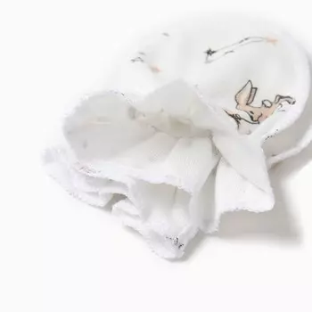 Царапки детские, цвет бежевый/зайцы, 0-3 мес