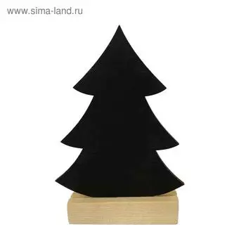 Ценник для надписей меловым маркером на бруске "Новый год" ёлка А6, цвет чёрный