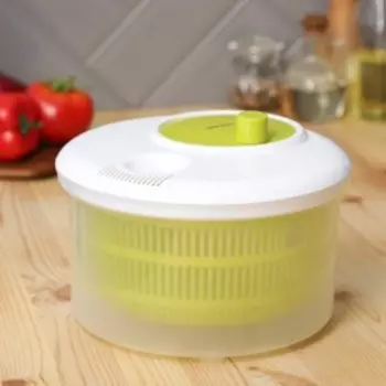 Центрифуга для сушки зелени Доляна Fresh cook, 3.7 л, пластик, белая, зелёная