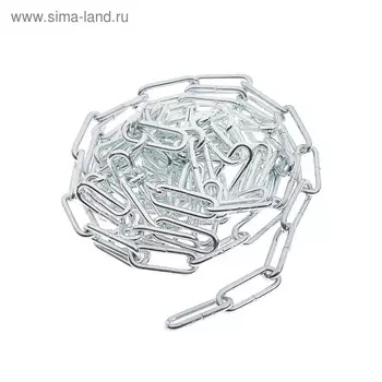 Цепь длиннозвенная ТУНДРА krep, DIN763, диаметр 4 мм, сварная, оцинкованная, 3 м