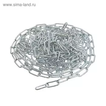 Цепь длиннозвенная ТУНДРА krep, DIN763, диаметр 5 мм, сварная, оцинкованная, 10 м