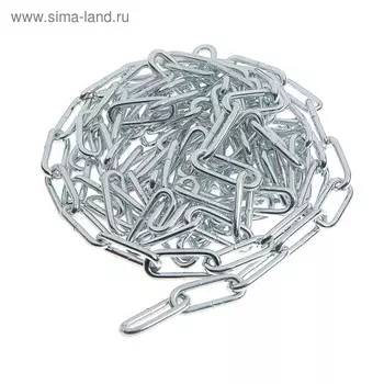 Цепь длиннозвенная ТУНДРА krep, DIN763, диаметр 6 мм, сварная, оцинкованная, 5 м