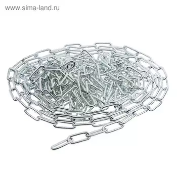Цепь длиннозвенная ТУНДРА krep, DIN763, диаметр 6 мм, сварная, оцинкованная, 10 м