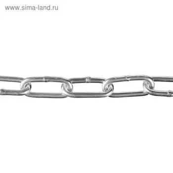 Цепь длиннозвенная «ЗУБР», DIN 763, оцинкованная сталь, d=3 мм, L=120 м