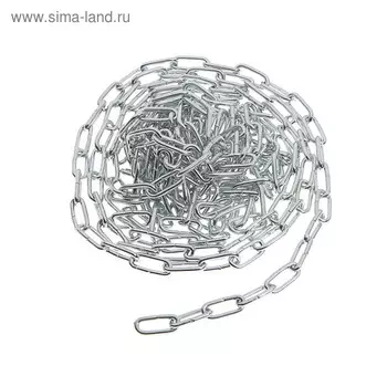 Цепь короткозвенная ТУНДРА krep, DIN766, диаметр 2 мм, сварная, оцинкованная, 3 м