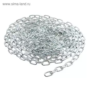 Цепь короткозвенная ТУНДРА krep, DIN766, диаметр 6 мм, сварная, оцинкованная, 10 м