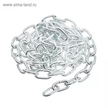 Цепь короткозвенная ТУНДРА krep, DIN766, диаметр 6 мм, сварная, оцинкованная, 3 м