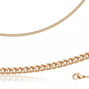 Цепь «Панцирное плетение» МПГР5р, розовое золочение, 50 см