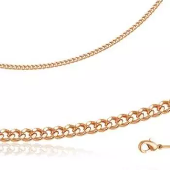 Цепь «Панцирное плетение» ривьера, розовое золочение, 45 см
