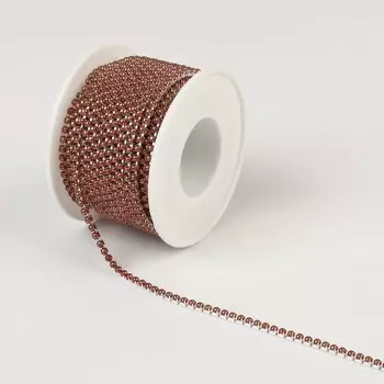 Цепь с жемчугом, металл, пластик, 2 мм, SS6, 9±1 м, коричневая