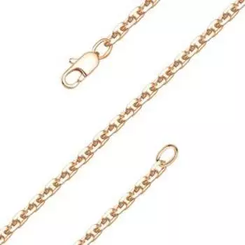 Цепь "Якорное плетение", розовое золочение, 60см
