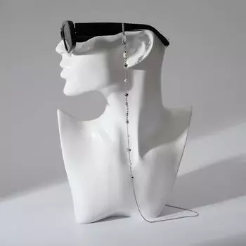 Цепочка для очков "Любовь" крупные бусины, цвет белый в серебре