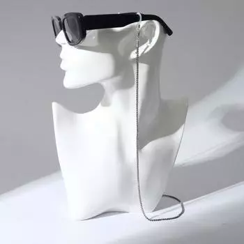 Цепочка для очков "Нить из страз" в цапах, цвет серый