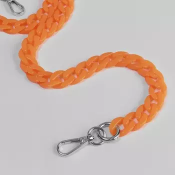 Цепочка для сумки, пластиковая, с карабинами, 2317 мм, 68 см, цвет оранжевый, серебряный