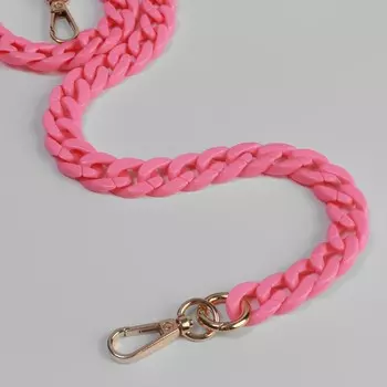 Цепочка для сумки, пластиковая, с карабинами, 2317 мм, 68 см, цвет розовый, золотой