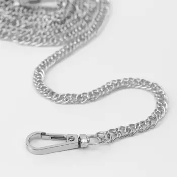 Цепочка для сумки, с карабинами, железная, 6 8 мм, 120 см, цвет серебряный