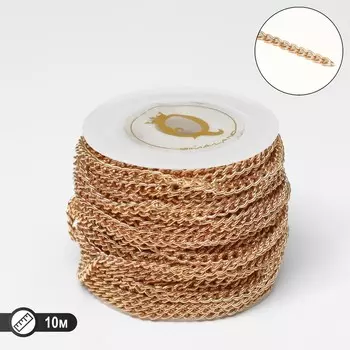 Цепочка железная без карабина на бобине, 0.30.30.1 см, L=10 м, цвет золото