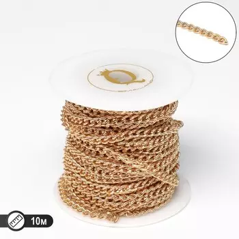 Цепочка железная без карабина на бобине, 0,40,40,11 см, L=10 м, цвет золото