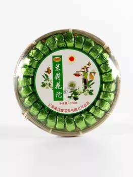 Чай китайский зелёный выдержанный "Пуэр Шен. Точа с жасмином", 2024 г, Мэнхай, 200 г