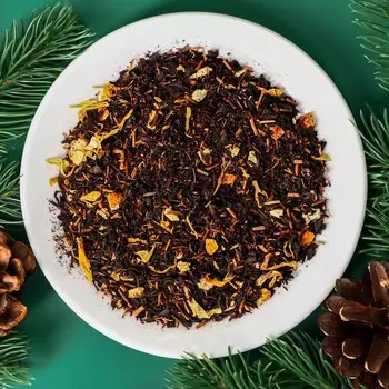 Чай новогодний со вкусом апельсина и коньяка, черный листовой, 30 г