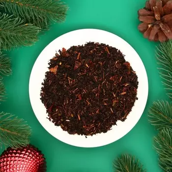Чай новогодний в мешочке со вкусом шиповника и красной смородины, черный листовой, 30 г