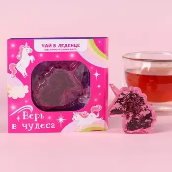 Чай в леденце «Верь в чудеса» на открытке, единорог, 40 г.