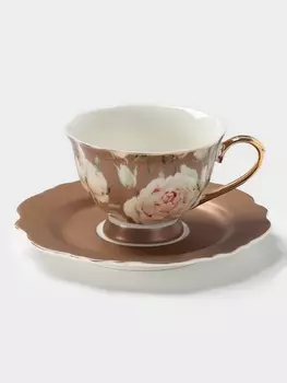 Чайная пара WY Pink O'hara, фарфор, 220 мл, бежевая