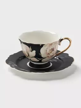 Чайная пара WY Pink O'hara, фарфор, 220 мл, чёрная