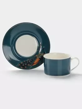 Чайная пара WY Royal bird, фарфор, 220 мл, бирюзовая