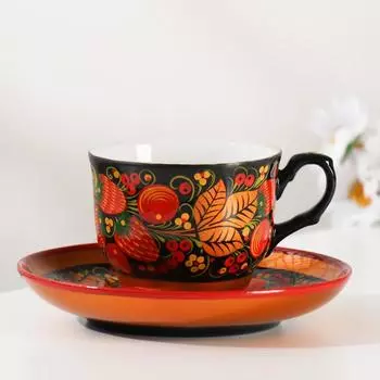 Чайная пара керамика, 250 мл., хохлома, МИКС