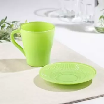 Чайная пара «Апрель», кружка+блюдце, салатовая, 250 мл, d=13.2 мм