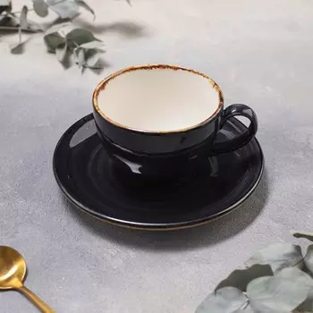 Чайная пара Balance, чашка 220 мл, блюдце d=15,5 см, цвет чёрный