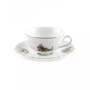 Чайная пара Cmielow Rococo «Охота, отводка золото», 220 мл