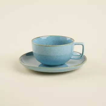 Чайная пара SL Home «Аззура», 2 предмета: чашка 300 мл, блюдце d=16.5 см, фарфор, бирюзовая