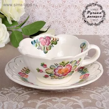 Чайная пара «Любава», 0,26л, 18,5×8,5 см, 1 сорт