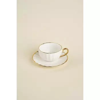 Чайная пара фарфоровая SL Home «Гарда», 2 предмета: чашка 200 мл, блюдце d=15 см, цвет белый