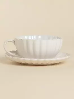 Чайная пара SL Home «Нимфея», 2 предмета: чашка 270 мл, блюдце 15.52 см, керамика, белая