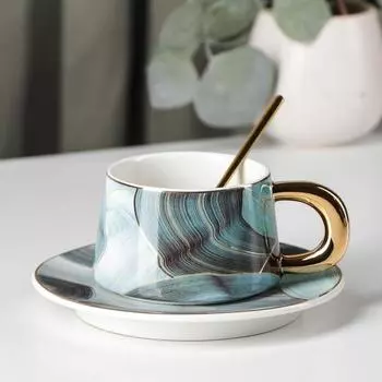 Чайная пара «Волны», чашка 220 мл, блюдце d=15,5 см