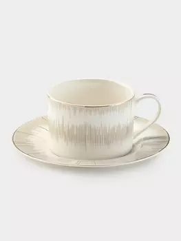 Чайная пара WY Golden rays, 2 предмета: чашка 220 мл, блюдце, фарфор, белая