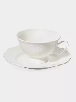 Чайная пара WY Venecia, 2 предмета: чашка 190 мл, блюдце, фарфор, белая