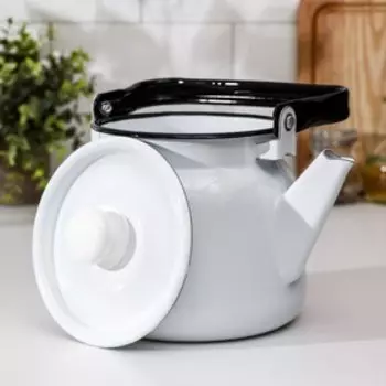 Чайник, 2.3 л, эмалированная сталь, белый