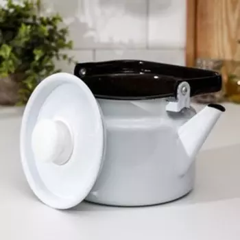 Чайник, 2 л, эмалированная сталь, белый