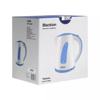 Чайник электрический Blackton Bt KT1706P, пластик, 1.7 л, 2200 Вт, бело-голубой