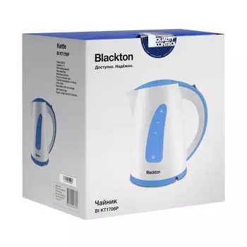 Чайник электрический Blackton Bt KT1706P, пластик, 1.7 л, 2200 Вт, бело-оранжевый